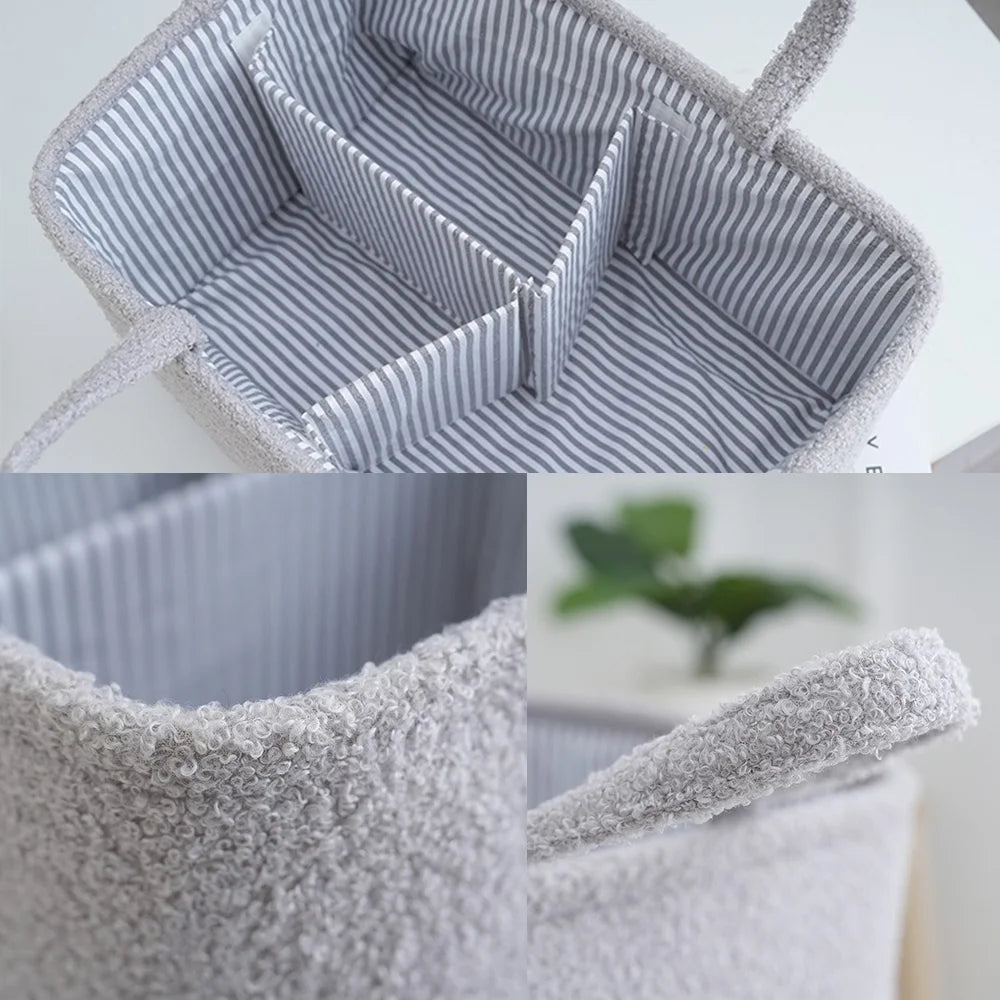 PANGDUBE Plush Diaper Bag for Baby Items Storager Things for Babies Diaper Stackers & Caddies Baby Diaper Organizer Nappy Caddy