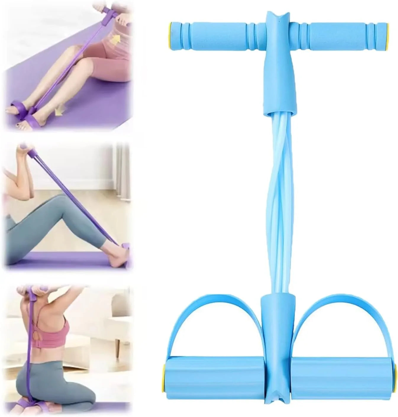 6 Tube Elastic Yoga Pedal Puller Resistance Band Multi Function Tension Rope Fitness Bands 6-Tube Elastic For Abdomen Waist Arm