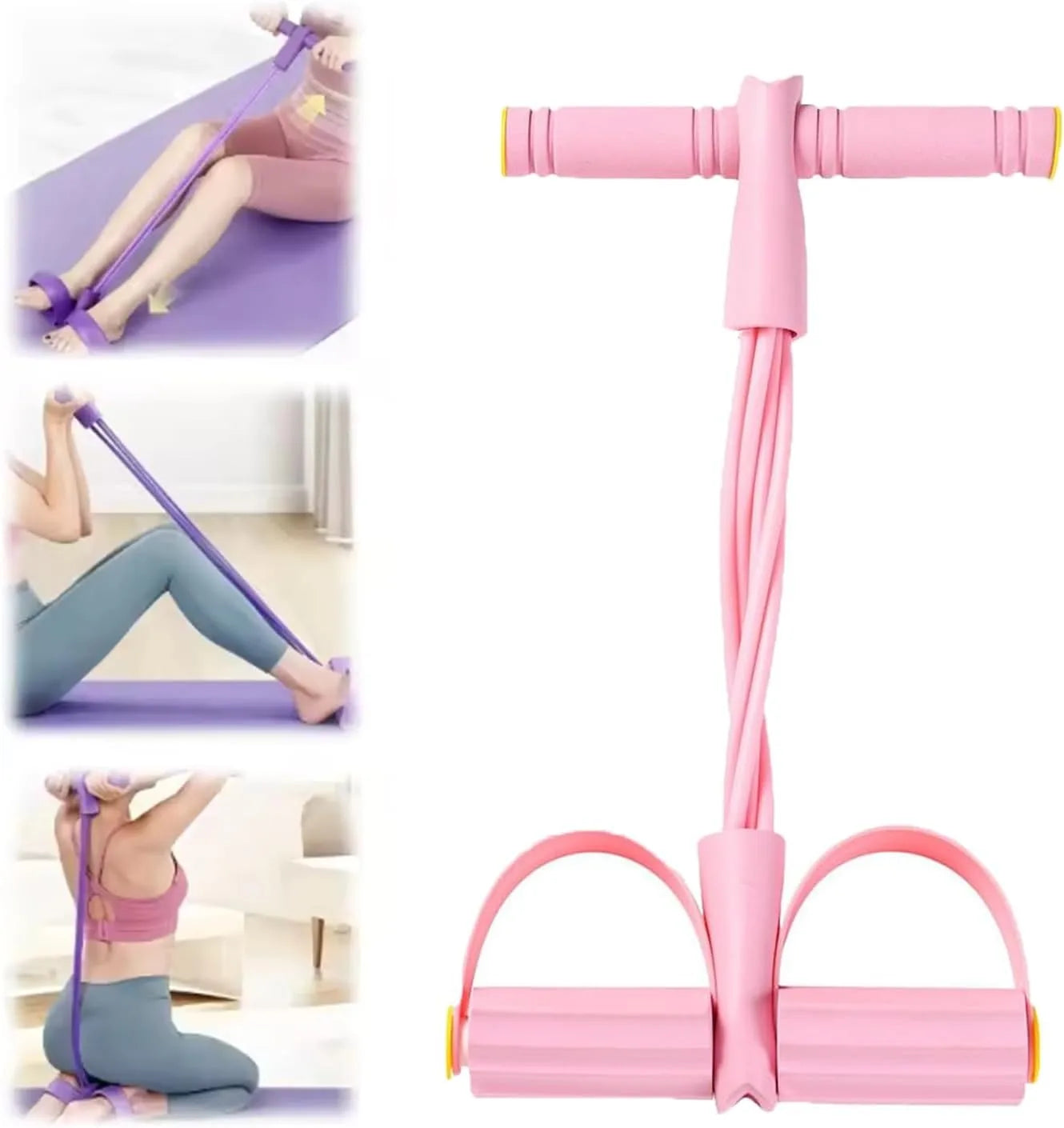 6 Tube Elastic Yoga Pedal Puller Resistance Band Multi Function Tension Rope Fitness Bands 6-Tube Elastic For Abdomen Waist Arm