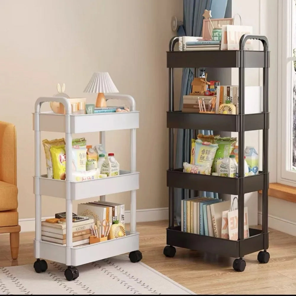 Trolley Storage Rack, Kitchen and Bedroom Floor Multi-layer Snack Rack, Household Mobile Baby Products Storage Rack