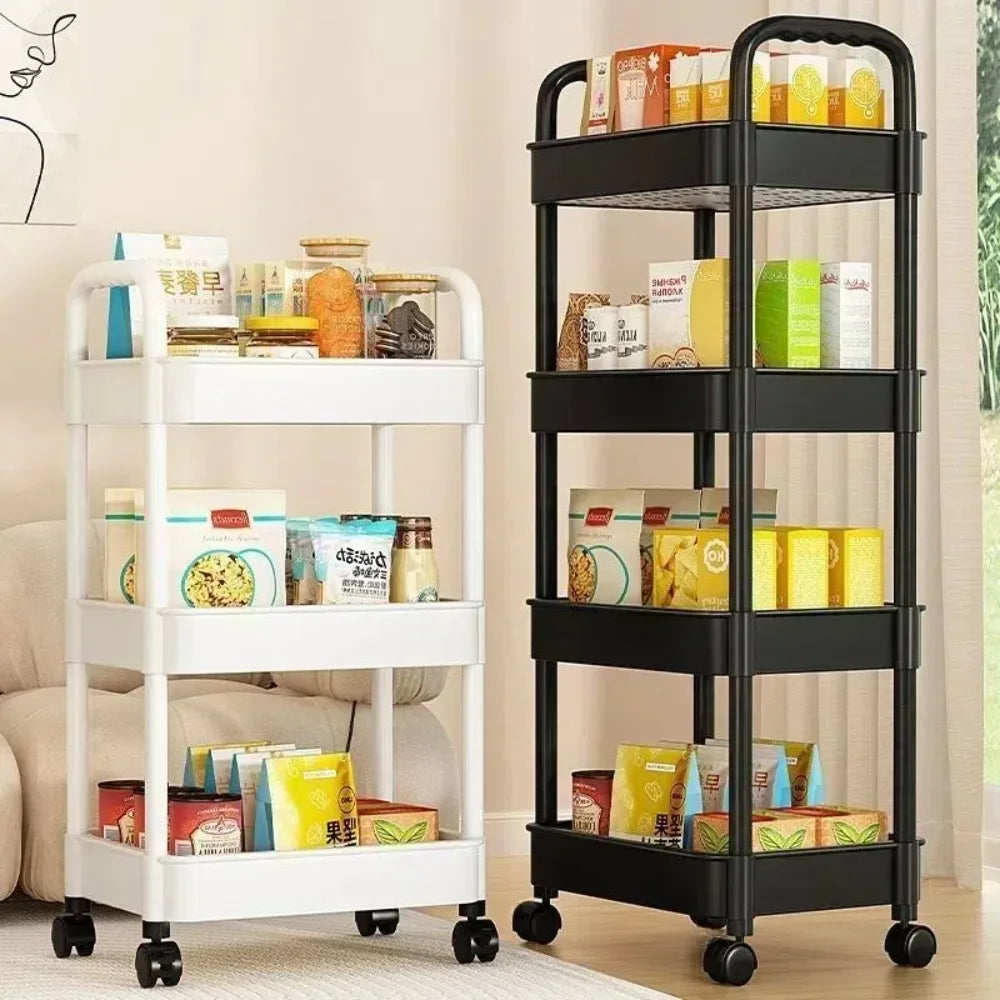 Trolley Storage Rack, Kitchen and Bedroom Floor Multi-layer Snack Rack, Household Mobile Baby Products Storage Rack