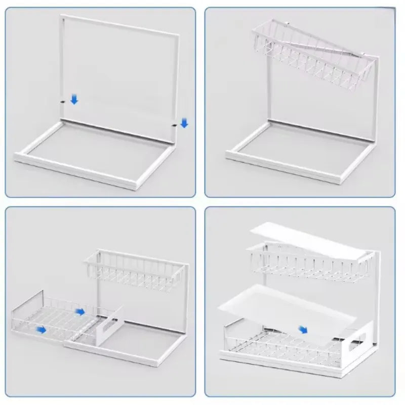 Under Sink 2 Tier Sliding Cabinet Basket Organizer Drawer Pull Out Cabinet Multi-PurposeSink Organizer for Bathroom Kitchen