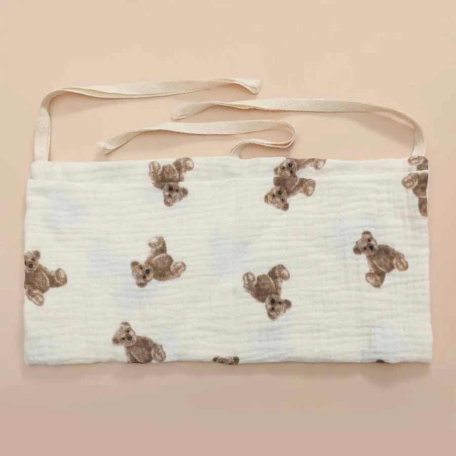 Bedside Hanging Diaper Bag Infant Toys Bag Stroller Diapers Hanging Bag Baby Crib Organizer Cot Caddy Bed Storage Bag 2 Pockets