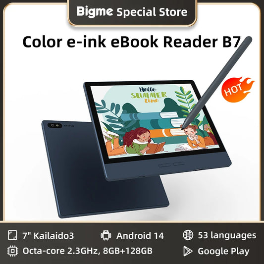 Bigme ebook reader B7, 7-inch e-ink electronic reader, 300PPI, 8+128GB, Android 14, Handwritten ereader tablet with 4G calling