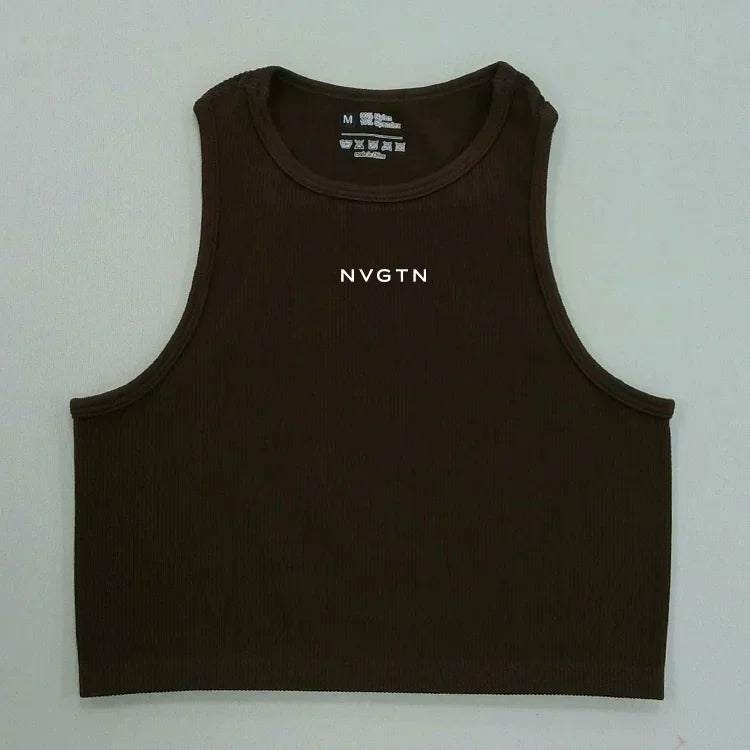 NV Top Camisole Fitness Seamless knitted deep V Vest Threaded Yoga Underwear Seamless Knit Vertical Stripe tank top