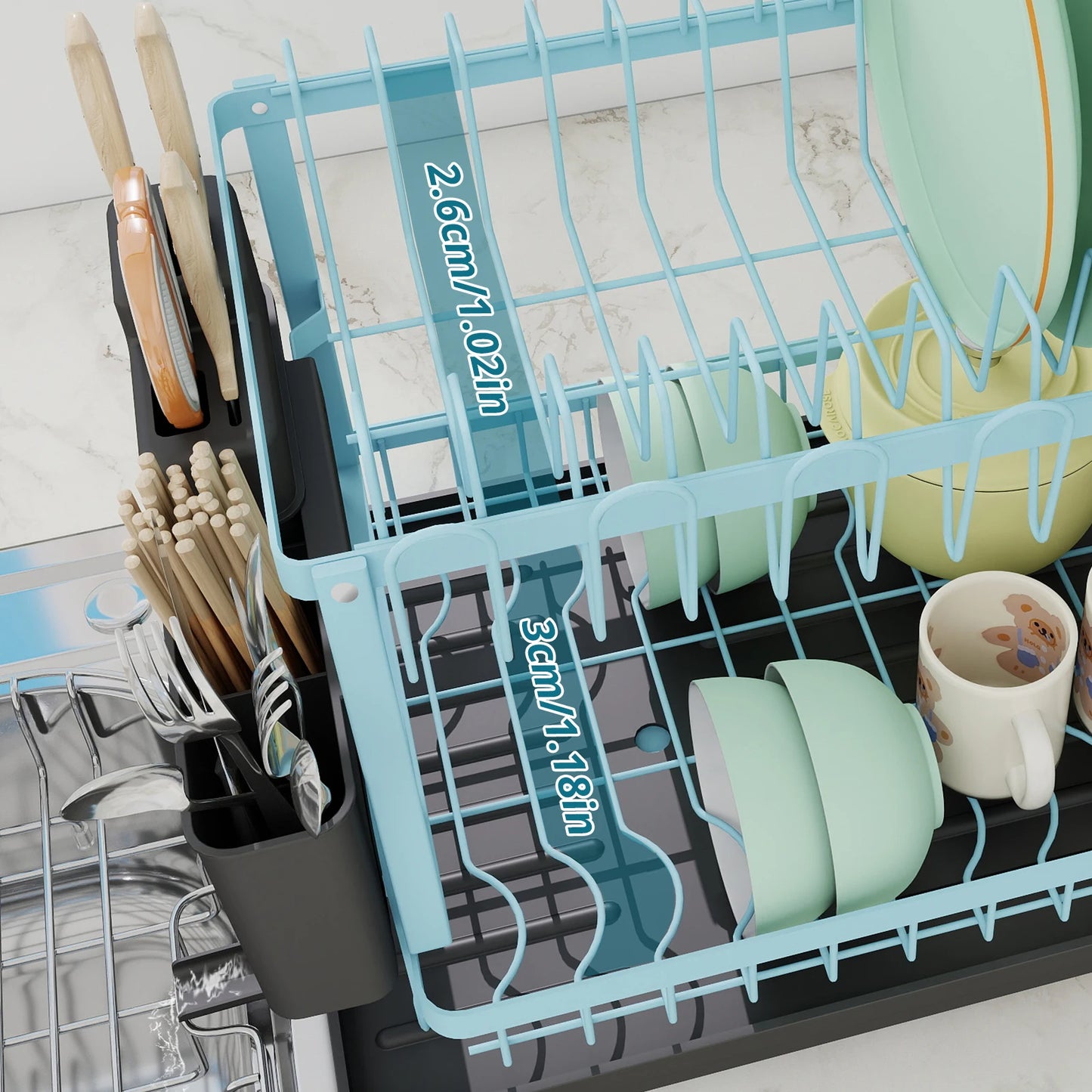 Pink Dish rack, kitchen storage organizer for bowls and plates, snap-on design, no drilling install, trendy home appliance