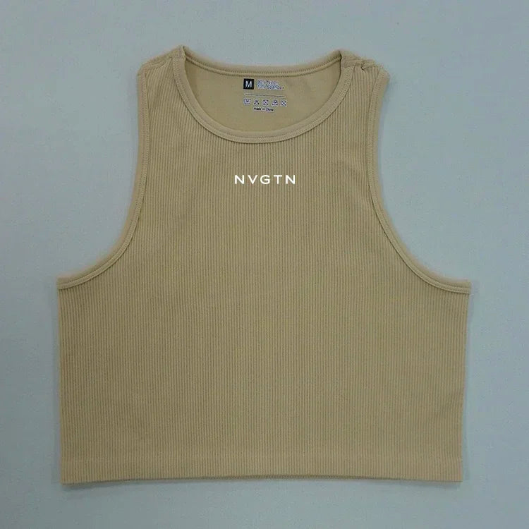 NV Top Camisole Fitness Seamless knitted deep V Vest Threaded Yoga Underwear Seamless Knit Vertical Stripe tank top