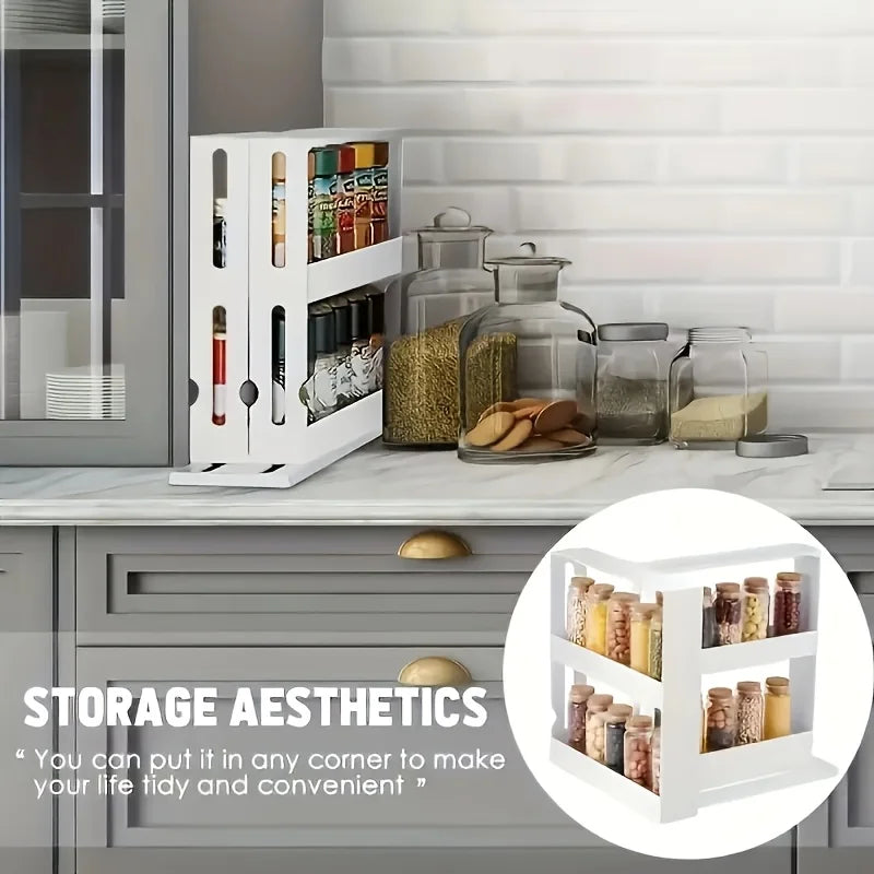 Rotating ABS kitchen organizer – spice rack above the kitchen cabinet