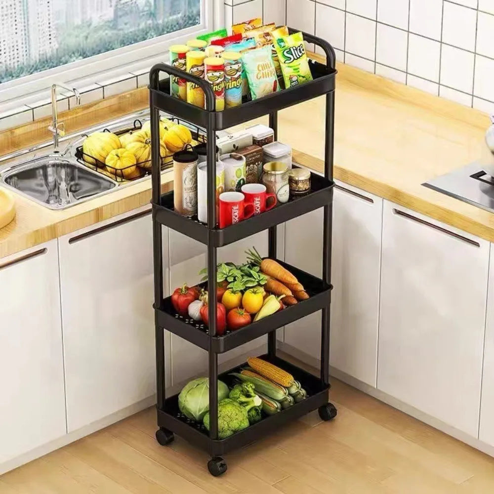 Trolley Storage Rack, Kitchen and Bedroom Floor Multi-layer Snack Rack, Household Mobile Baby Products Storage Rack