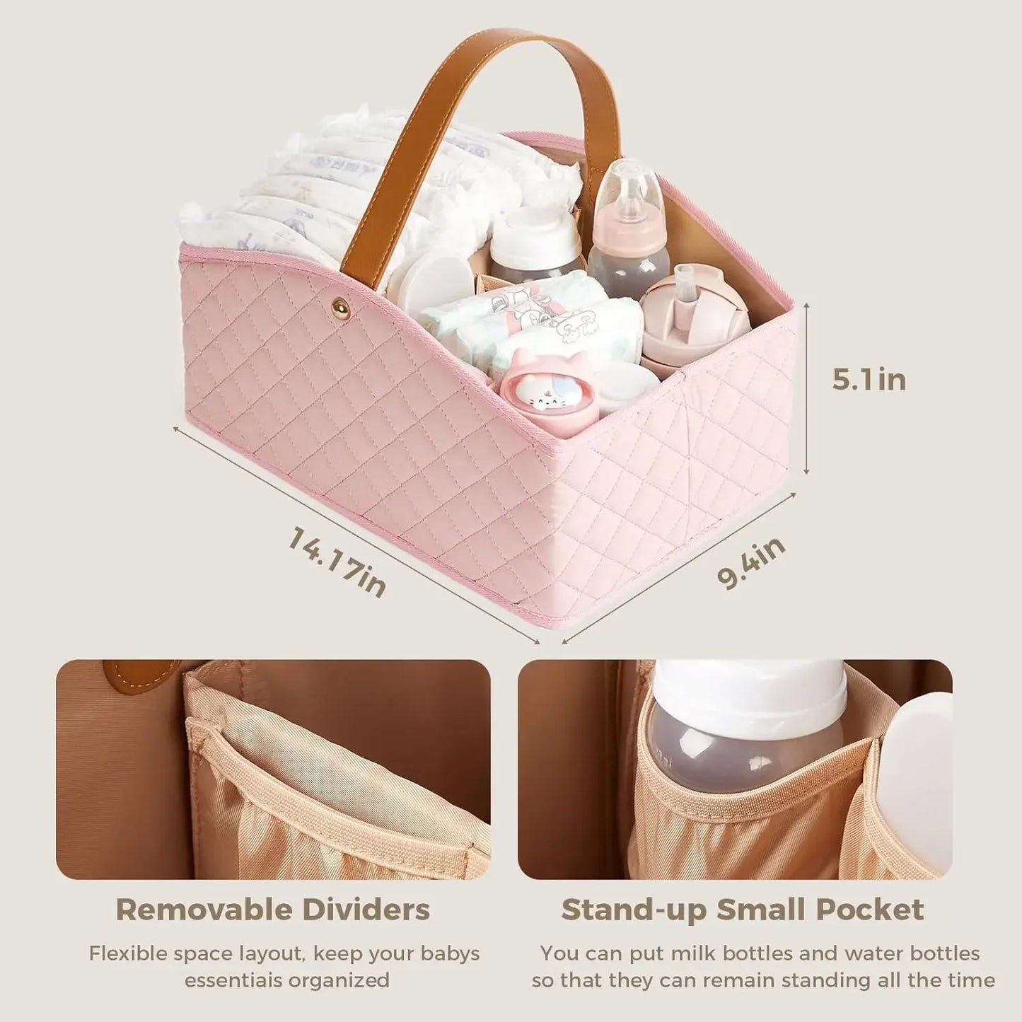 Newborn Baby Diaper Caddy Organizer Baby Room Storage Basket and Changing Box Stylish Nursery Storage Basket