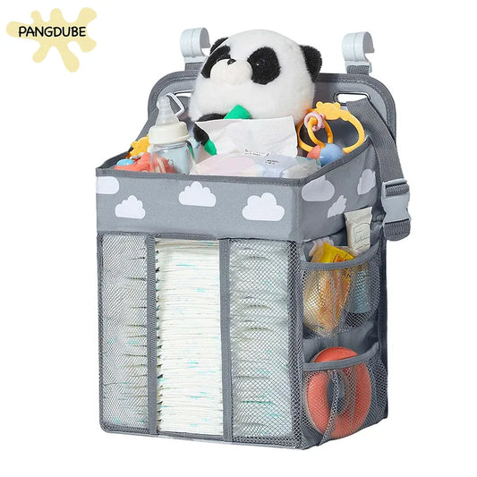 PANGDUBE Baby Diaper Stackers & Caddies Hanging Diaper Bag for Crib Diaper Organizer for Baby Thing Baby Bed Hanging Storage Bag