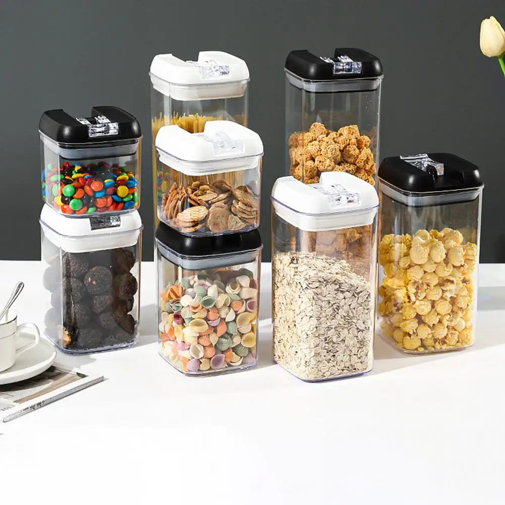4PC Airtight Food Storage Containers with Lids Clear Plastic Kitchen and Pantry Organization Canisters Kitchen Storage Organizer