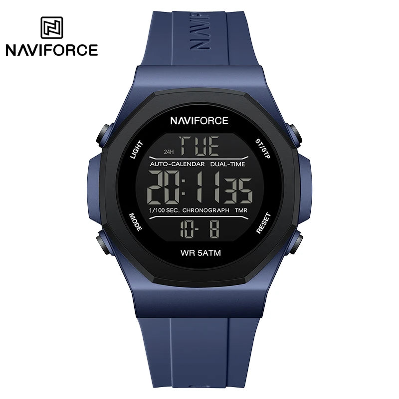 NAVIFORCE Creative Multifunction Male Wristwatches Silicone Strap LCD Display Electronic Watches for man Casual Wild Male Clocks