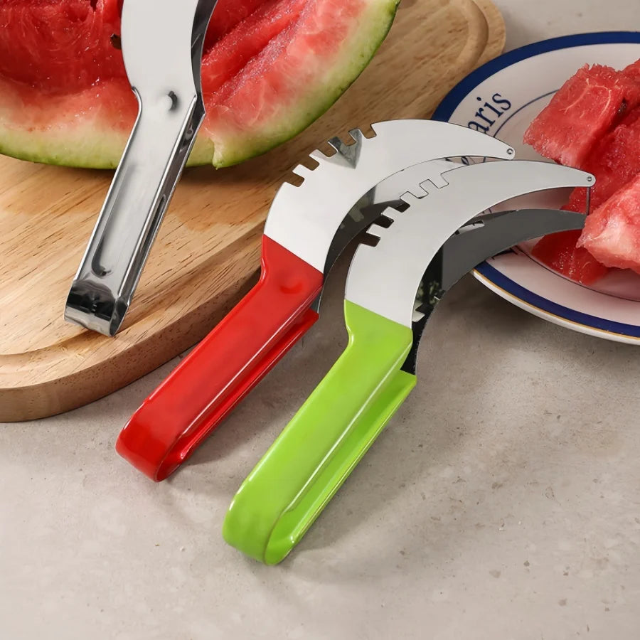 Watermelon Slicer Cutter Stainless Steel Color Non-slip Plastic Wrap Handle Not Hurt Hands Cantaloupe Kitchen Fruit Cutting Tool