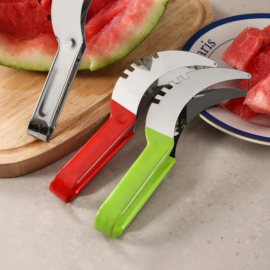 Watermelon Slicer Cutter Stainless Steel Color Non-slip Plastic Wrap Handle Not Hurt Hands Cantaloupe Kitchen Fruit Cutting Tool