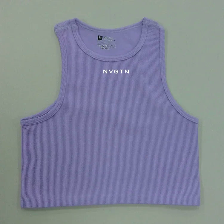 NV Top Camisole Fitness Seamless knitted deep V Vest Threaded Yoga Underwear Seamless Knit Vertical Stripe tank top