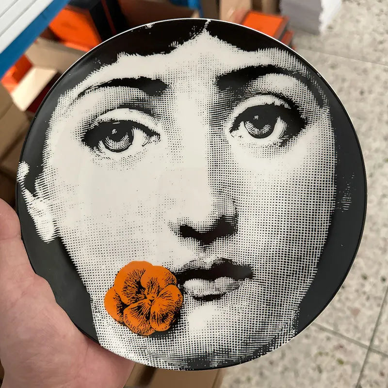 Ceramic Italian Face Hanging Plate Wall Decoration Plate European Ceramic Art Nordic Wall Decoration Ornaments Dinner Ceramic Tr
