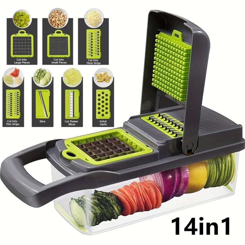 Multifunctional Vegetable Chopper 14 In One Chopper Handle Food Grate Chopper Kitchen Vegetable Slicer Dicing Machine Cutting