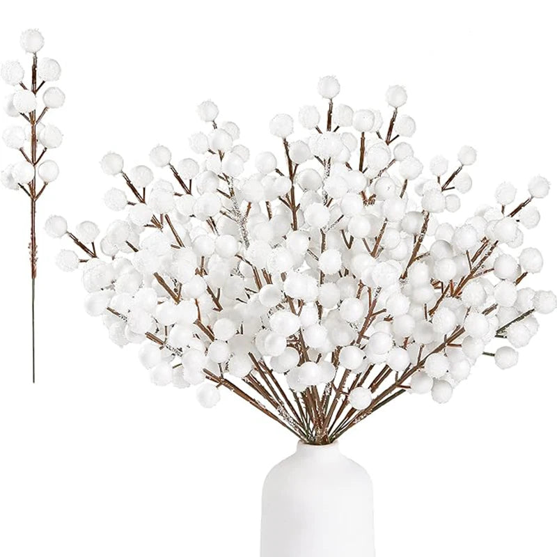 20/26cm Christmas Decor Artificial Pine Needle Branches Simulation Red Holly Berry for Xmas Wreath Decor Home Decor 2026 Navidad