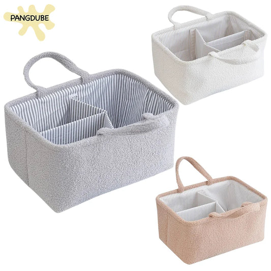 PANGDUBE Plush Diaper Bag for Baby Items Storager Things for Babies Diaper Stackers & Caddies Baby Diaper Organizer Nappy Caddy