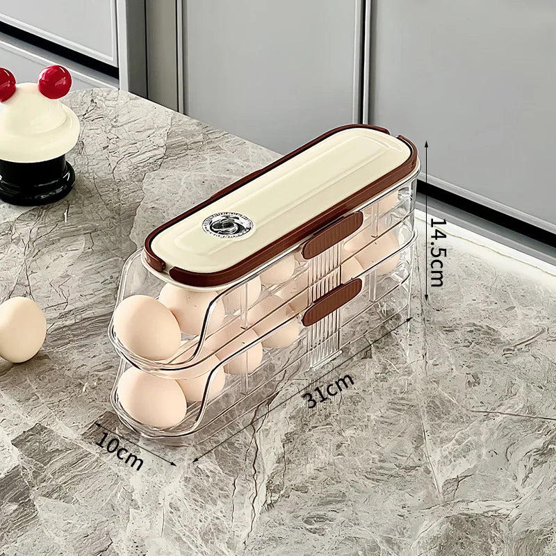 Large-capacity automatic rolling egg organizer home kitchen special preservation egg holder